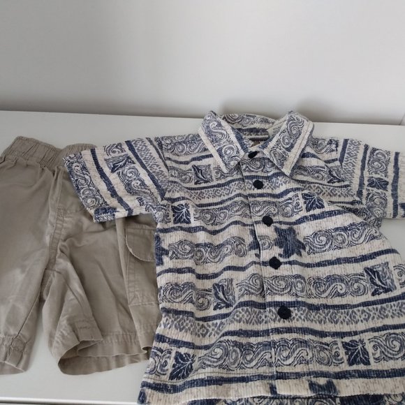 Infant Boys (12 Months) Cargo Shorts and Shirt Summer Outfit! - Picture 1 of 14